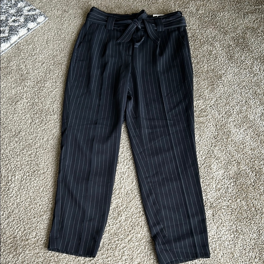 Pin Striped Ankle High Rise Pant